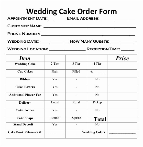 Cake order form Template Word Awesome Wedding order Template – 38 Free Word Pdf Psd Vector