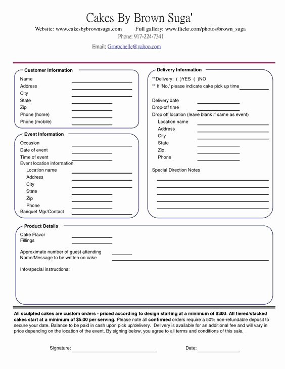 Cake order form Template Word Beautiful Cake order Contract Banquet event order form
