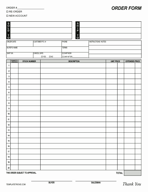 Cake order form Template Word Fresh order form Image 1