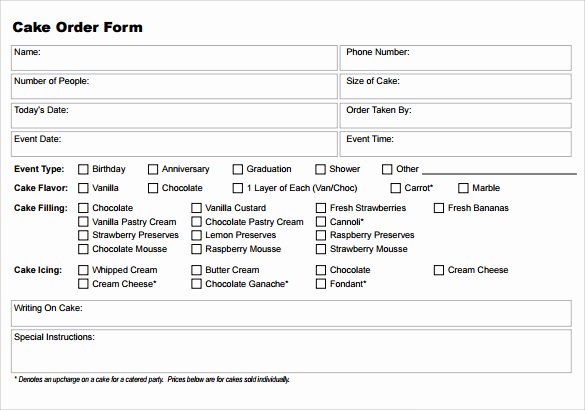 Cake order form Template Word Fresh Sample Cake order form Template 16 Free Documents