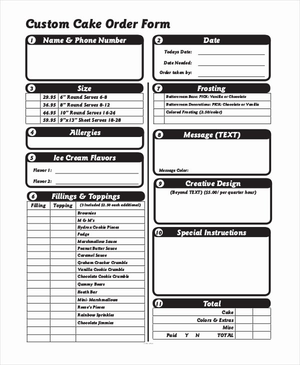 Cake order form Template Word Inspirational Sample Cake order form 10 Free Documents In Word Pdf