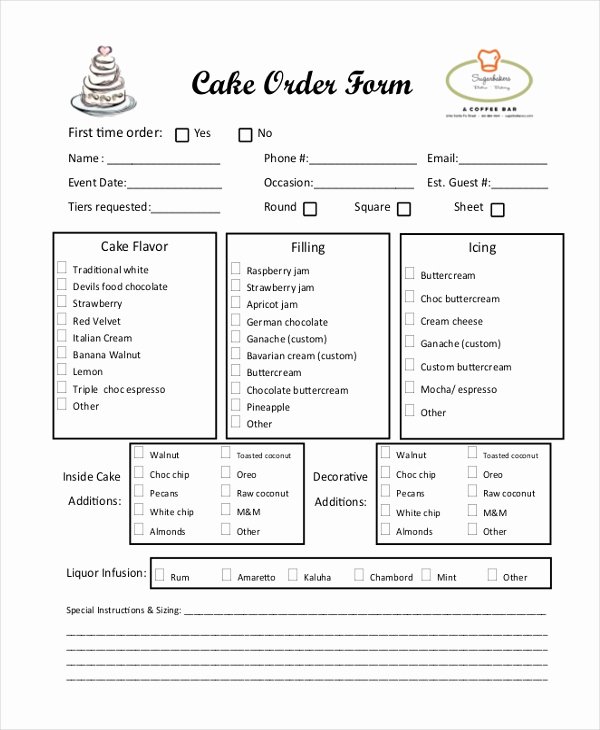 Cake order form Template Word Lovely Sample Cake order form 10 Free Documents In Word Pdf