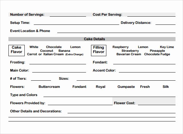 Cake order form Template Word New Cake order form Template 13 Free Samples Examples