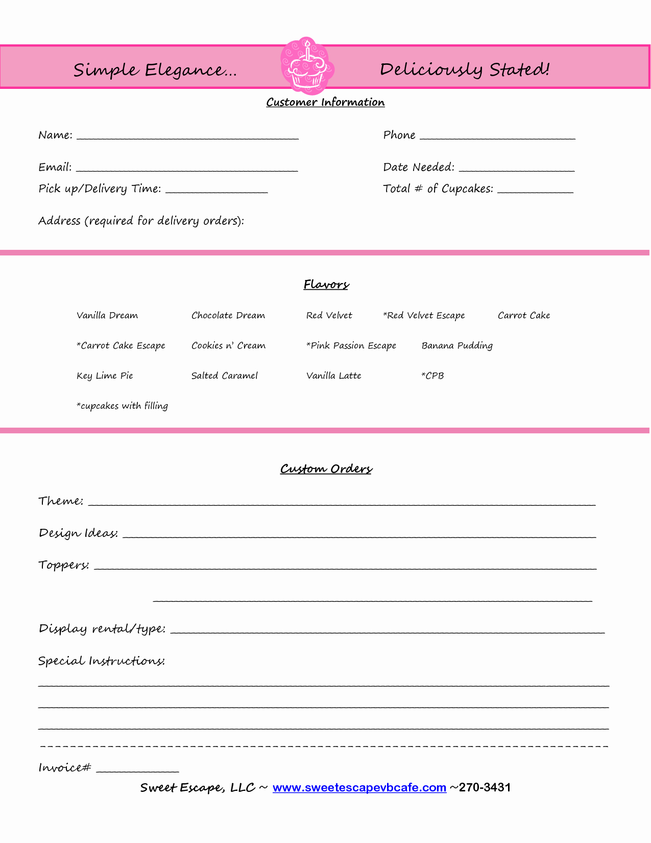 Cake order form Templates Best Of Cake order form Templates Free Cupcakes