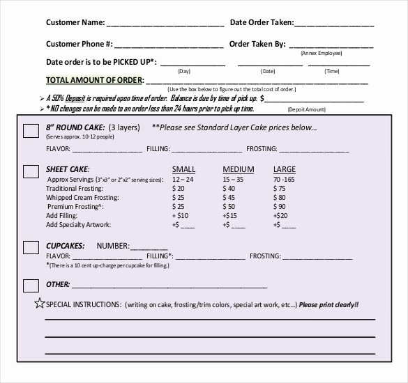 Cake order form Templates Inspirational 16 Bakery order Templates Google Docs Pages