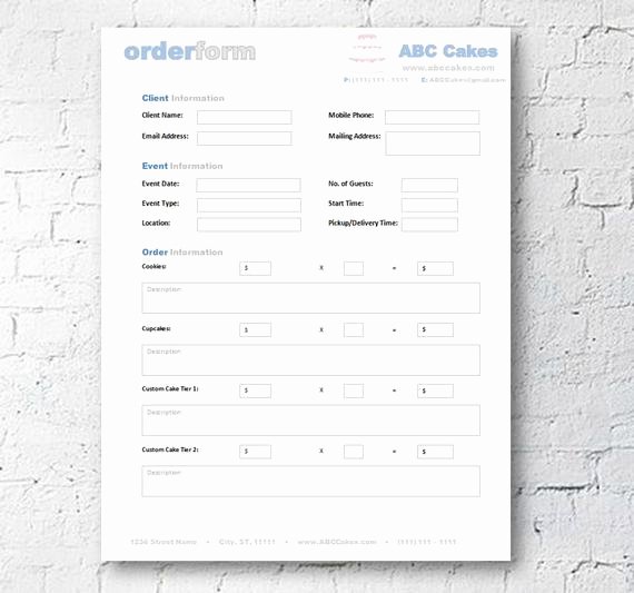Cake order form Templates Microsoft Beautiful Cake Cupcake and Cookie Decorating Business Printable