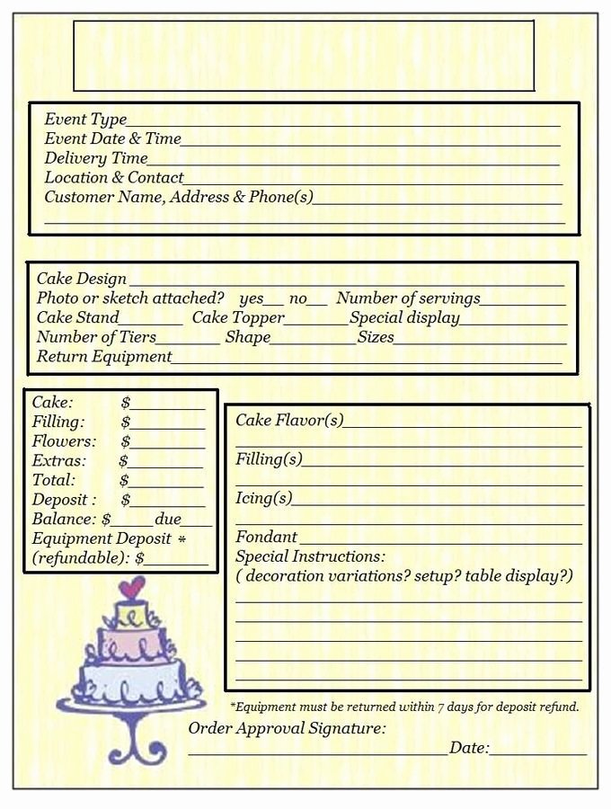 Cake order form Templates Microsoft Best Of 12 Best Images About Cake Business On Pinterest