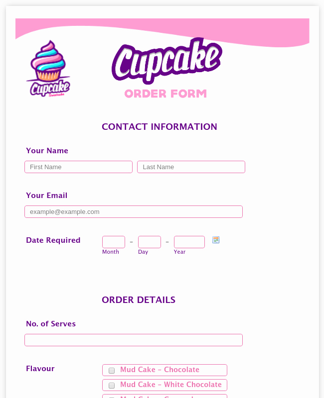 Cake order form Templates Microsoft Best Of Bakery order form Templates