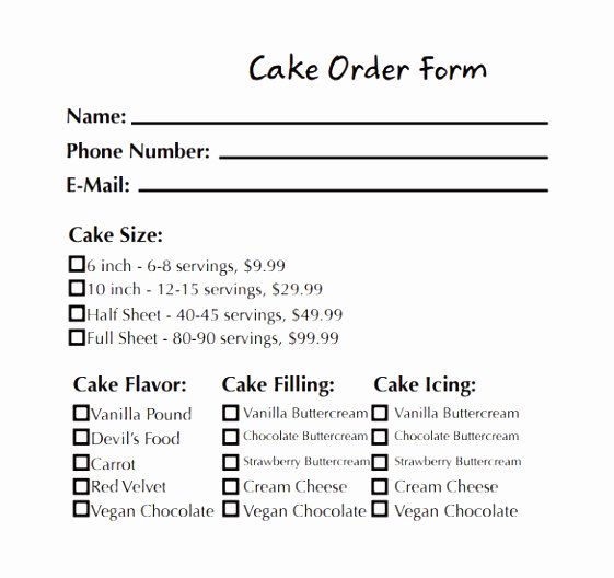 Cake order form Templates Microsoft Elegant 9 Cupcake order form Template Qaoat