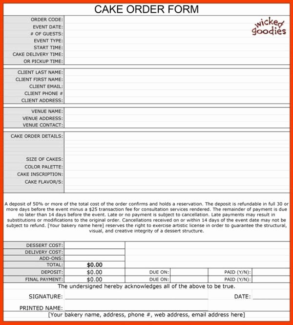 Cake order form Templates Microsoft Fresh 23 Best Cake order forms Images On Pinterest