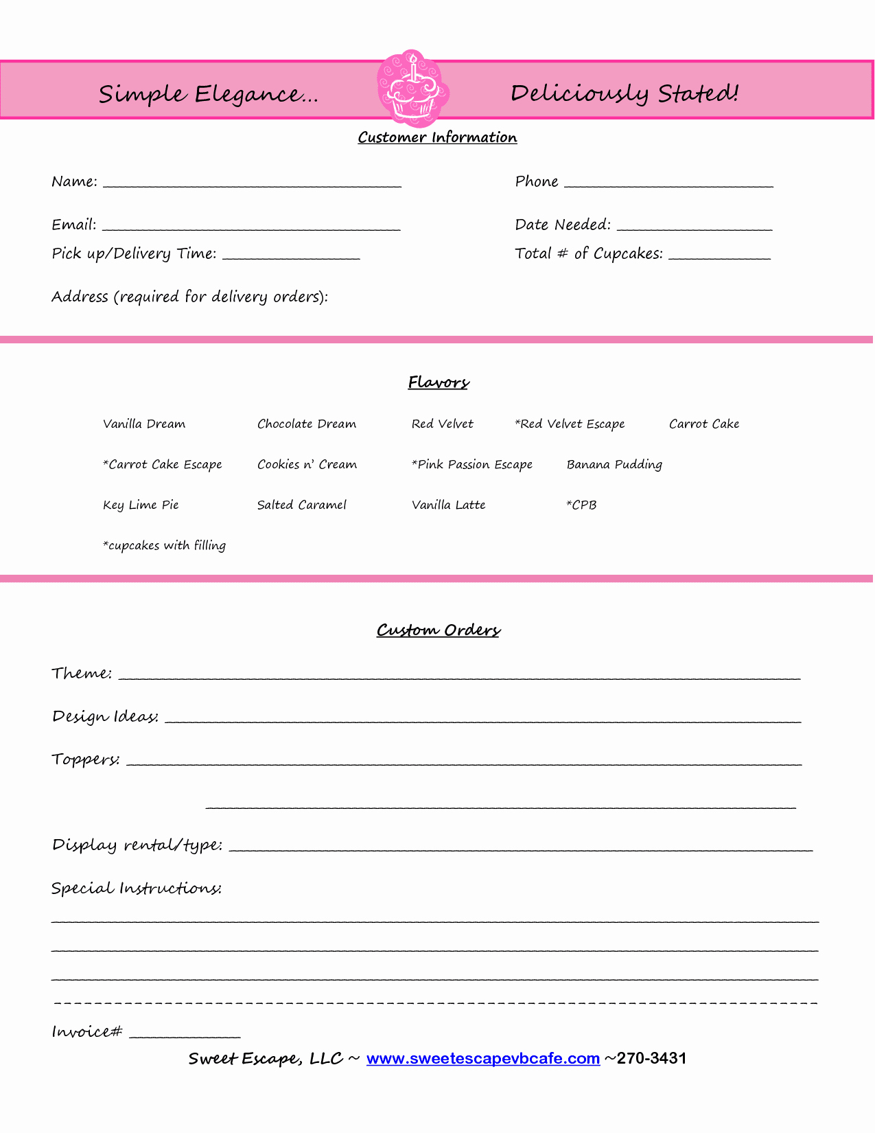 Cake order form Templates Microsoft Luxury Bakery Invoice Template La Portalen Document Spreadsheet