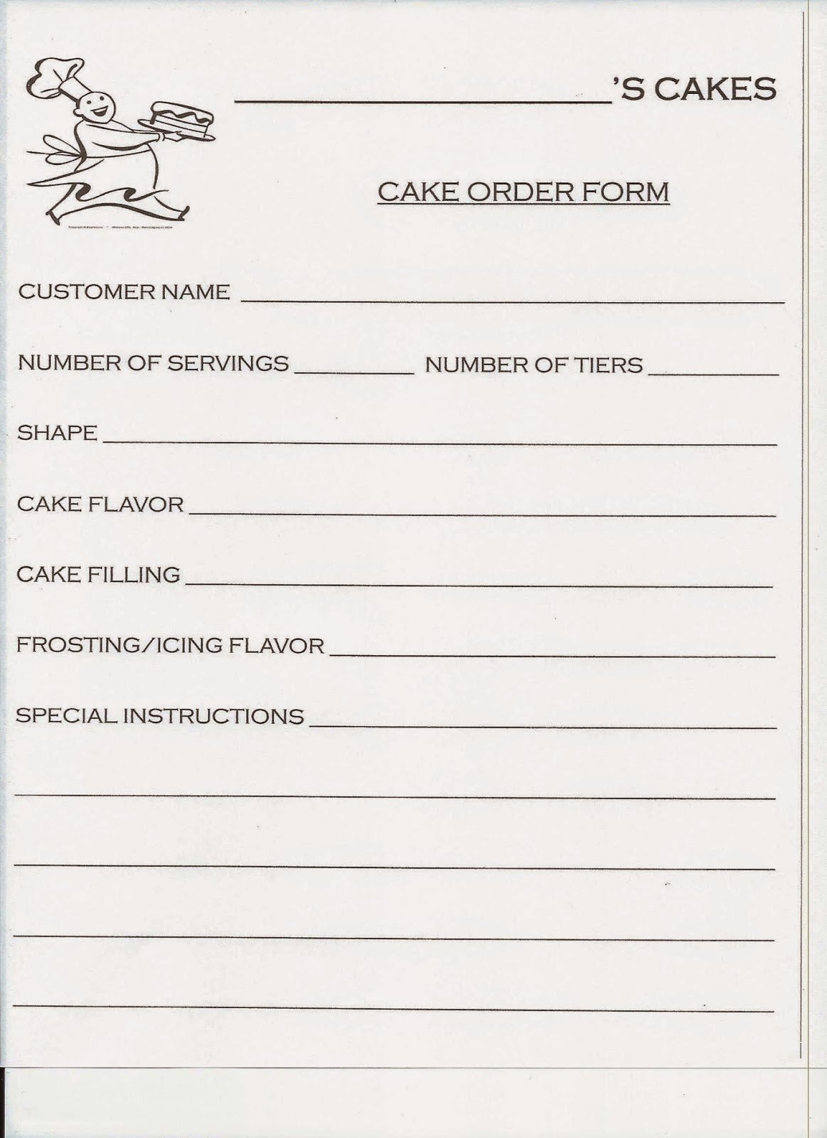 Cake order form Templates New Spark and All Jake Bakes Cakes