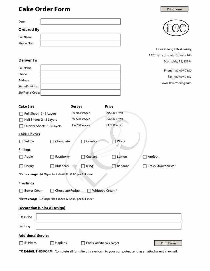 Cake order forms Printable Awesome 23 Best Images About Cake order forms On Pinterest