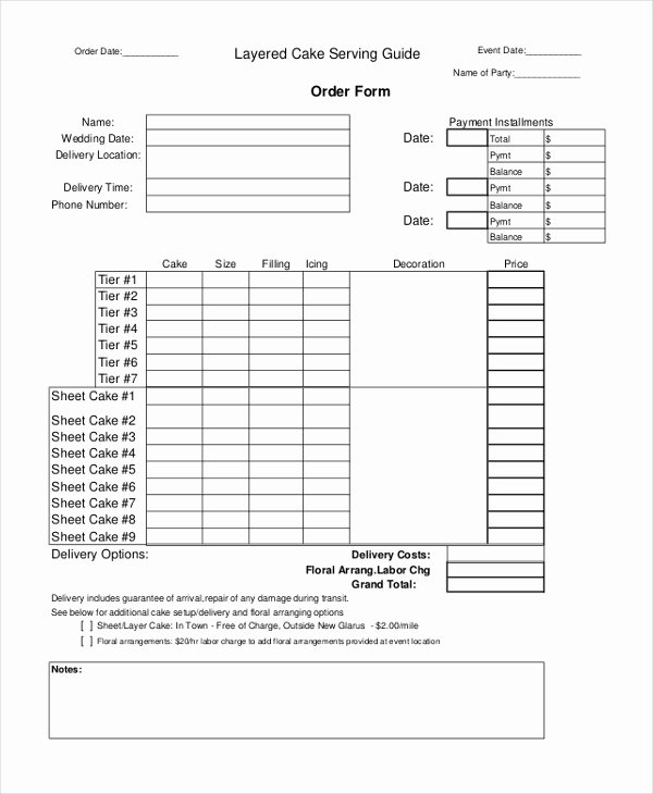 Cake order forms Printable Beautiful Sample Cupcake order form 10 Free Documents In Pdf