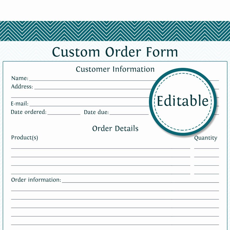 Cake order forms Printable Fresh Custom order form Fillable Business Planner Printable