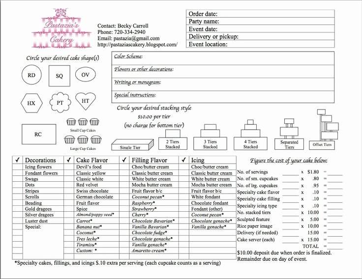 Cake order forms Printable New 13 Best Images About Cake order form On Pinterest