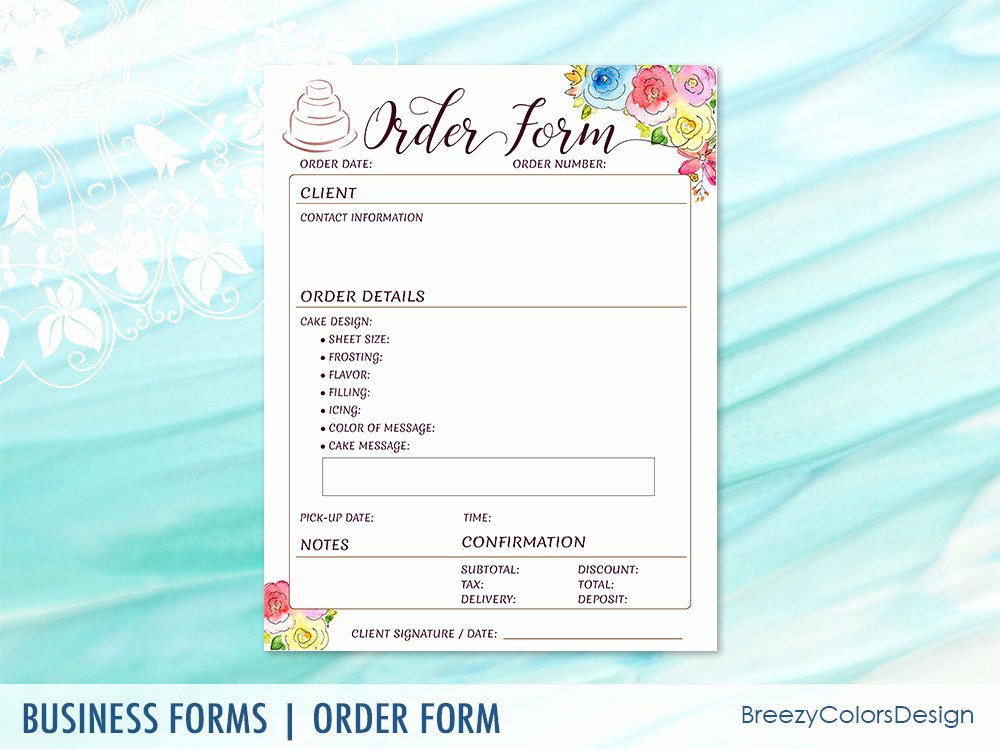 Cake order forms Printable New Cake order form for Bakery Business Custom Printable