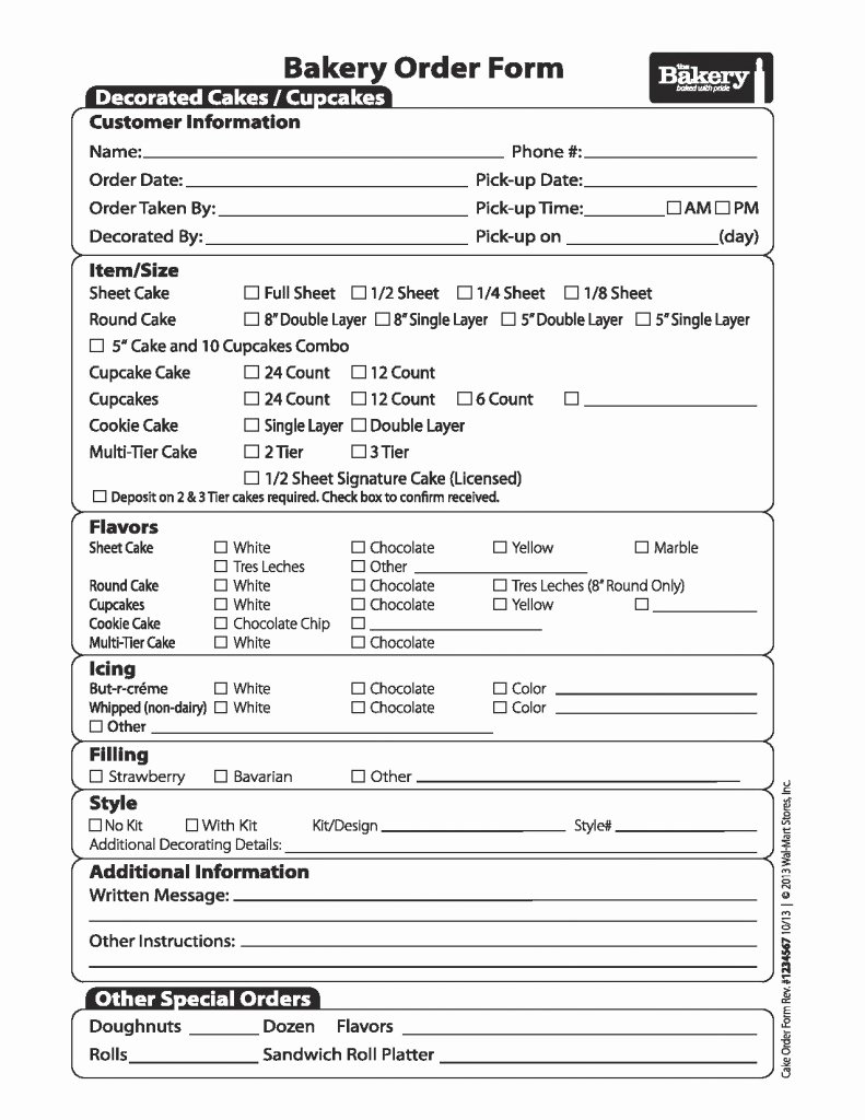 Cake order forms Printable New Need A Cake In A Rush Grab A Walmart Bakery Cake order form