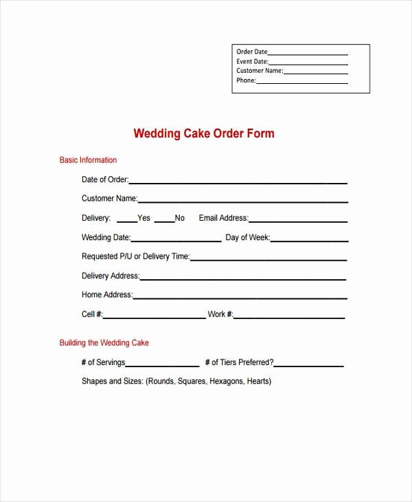 Cake order forms Printable New Simple order forms