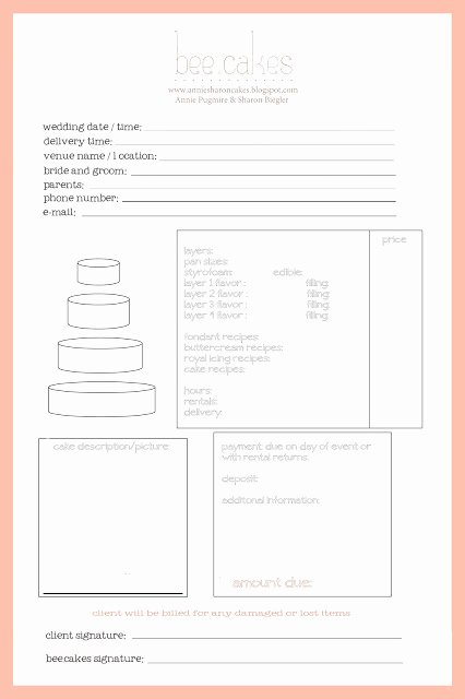 Cake order forms Templates Awesome Cake Invoice Cake Ideas and Designs