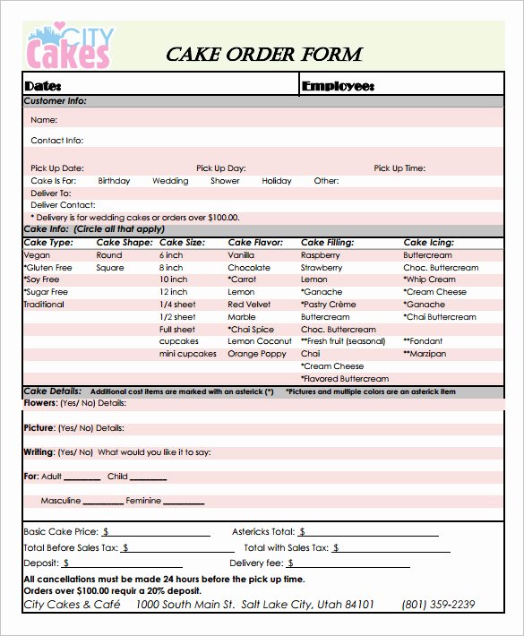 Cake order forms Templates Awesome order form Template – 27 Free Word Excel Pdf Documents