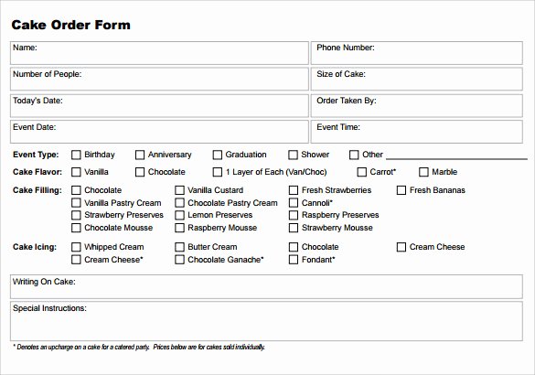 Cake order forms Templates Beautiful Sample Cake order form Template 16 Free Documents