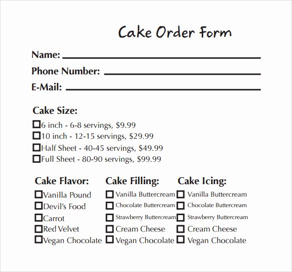 Cake order forms Templates Elegant Sample Cake order form Template 13 Free Documents
