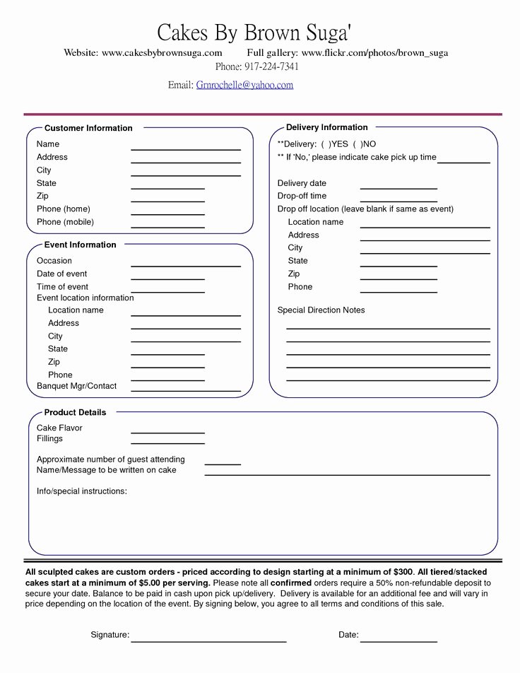 Cake order forms Templates Fresh 23 Best Images About Cake order forms On Pinterest