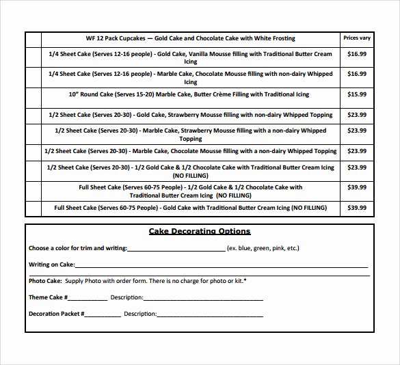 Cake order forms Templates New Cake order form Template 13 Free Samples Examples