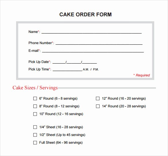 Cake order forms Templates New Sample Cake order form Template 16 Free Documents