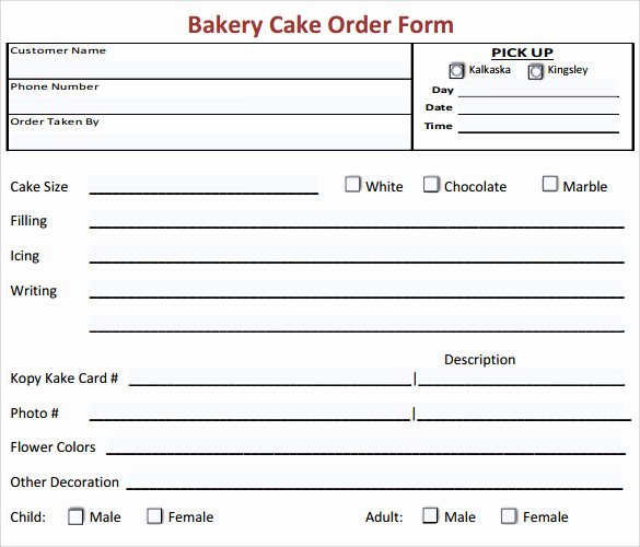 Cake order forms Templates Unique Sample Cake order form Template 16 Free Documents