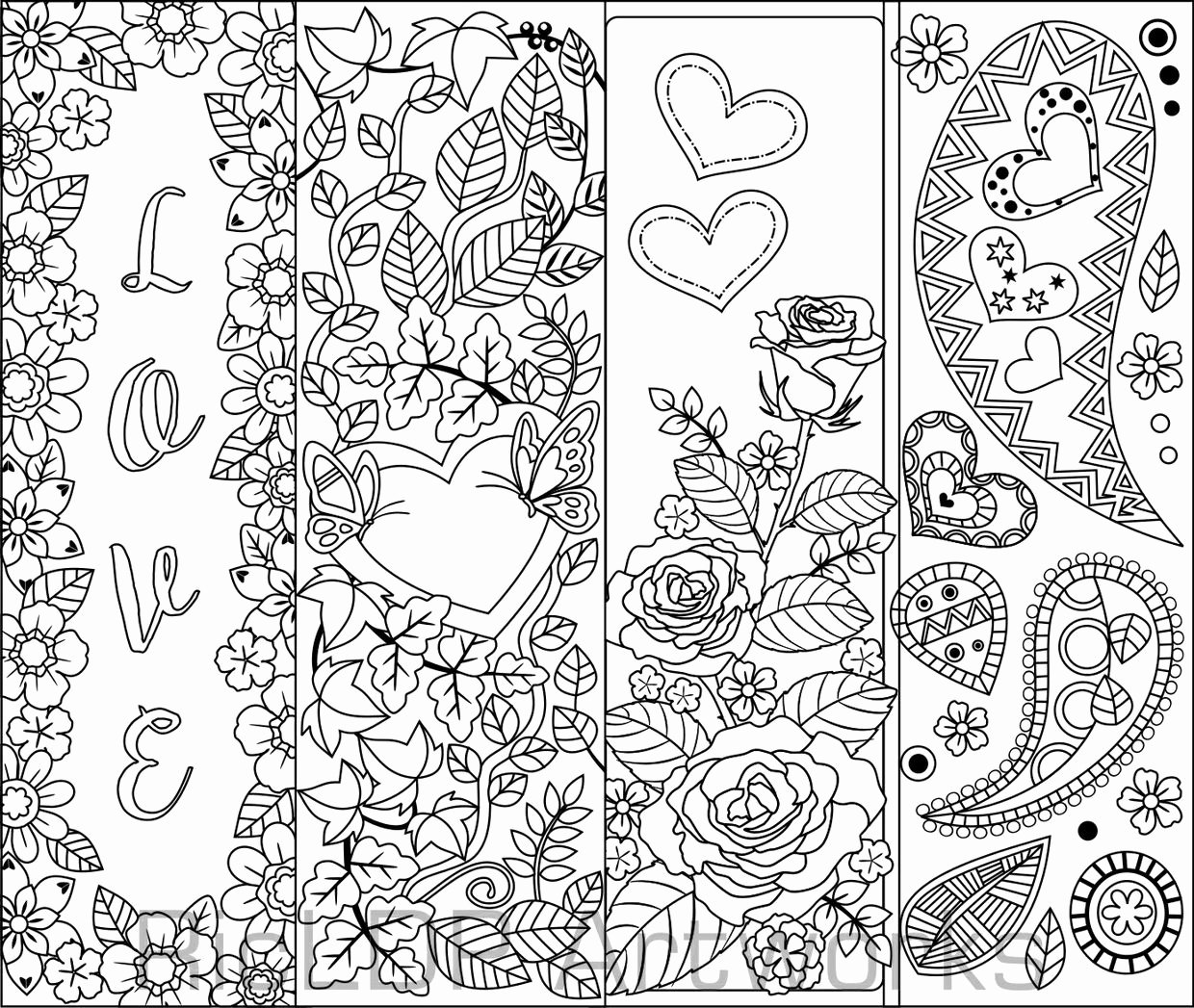 Calendar Bookmark Template Luxury Set Of 8 Coloring Bookmarks with Hearts Hearts