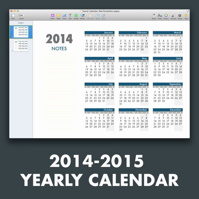 Calendar Template for Pages Mac Awesome Yearly Calendar Template for Pages and Pdf Mactemplates