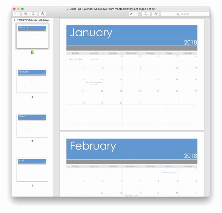 Calendar Template for Pages Mac Best Of 2018 Calendar Template for Pages &amp; Pdf Mactemplates