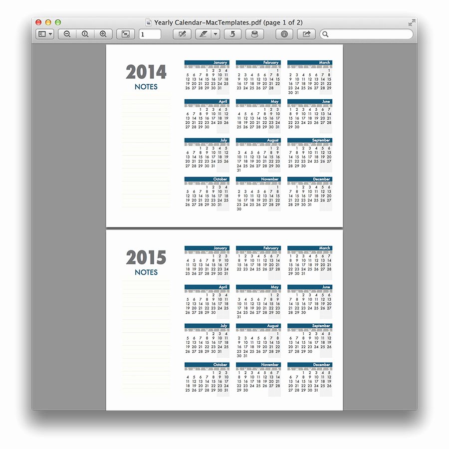 Calendar Template for Pages Mac Luxury Yearly Calendar Template for Pages and Pdf Mactemplates