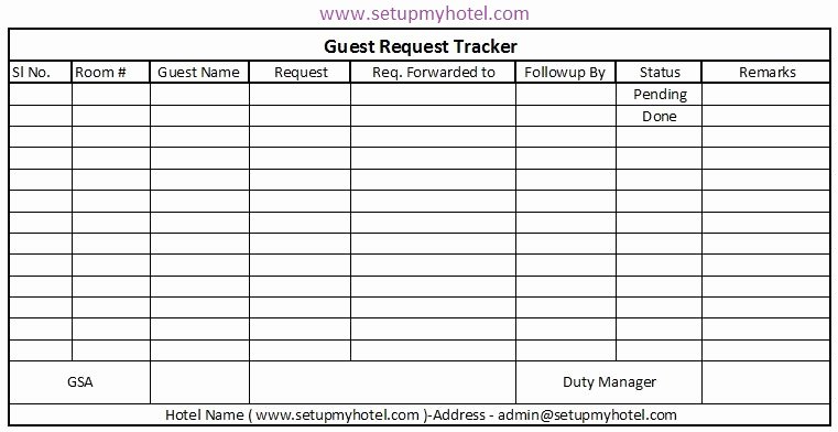 Call Back List Template Best Of Front Desk Guest Request Tracker format