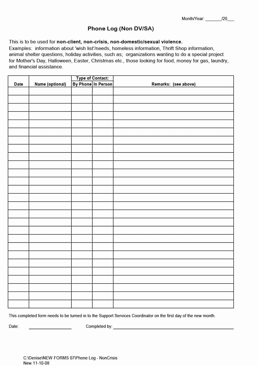 Call Back List Template Lovely 40 Printable Call Log Templates In Microsoft Word and Excel