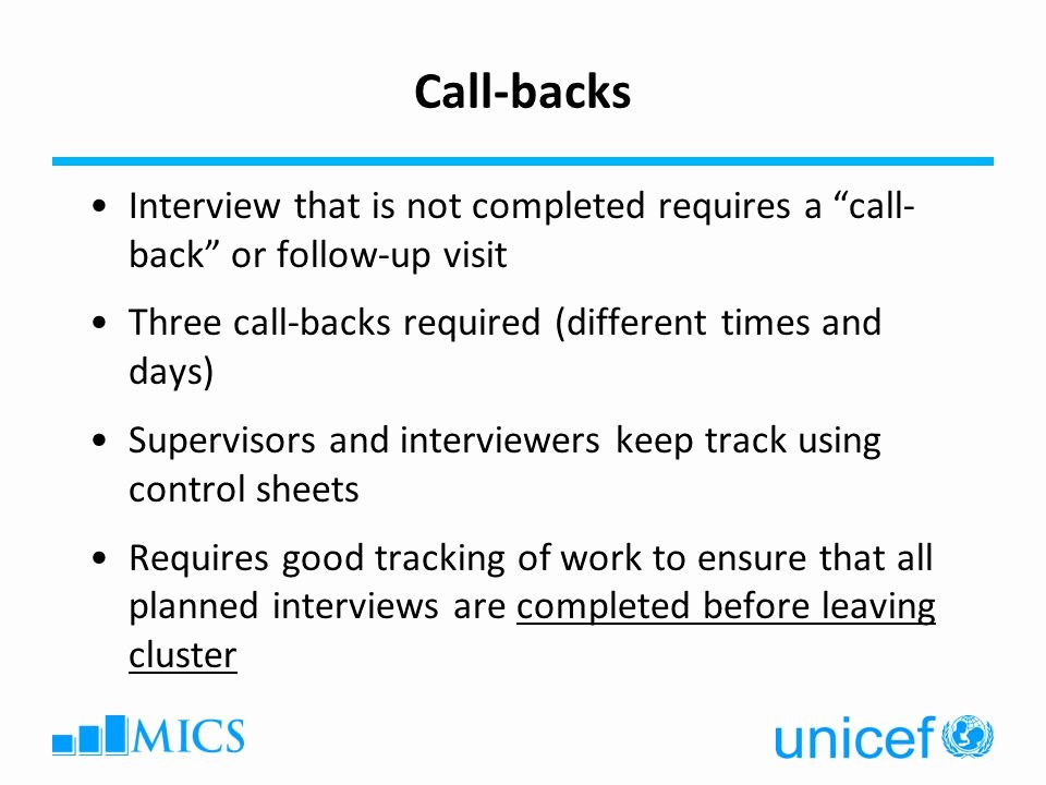 Call Back Sheet Best Of Multiple Indicator Cluster Surveys Survey Design Workshop