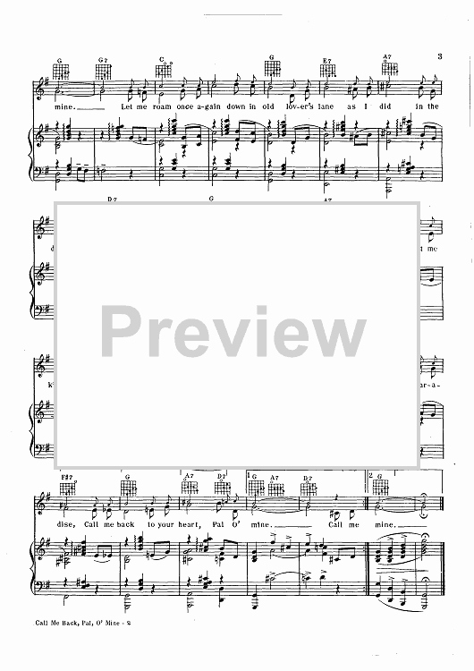 Call Back Sheet Inspirational Call Me Back Pal O Mine Sheet Music for Piano and More