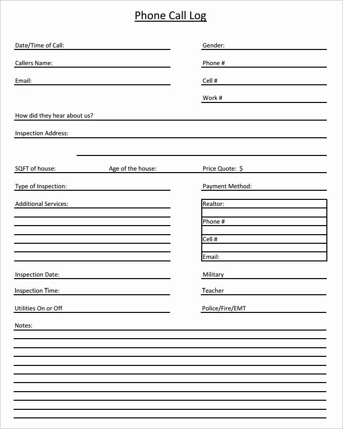 Call Sheet Samples Unique 15 Call Log Templates Doc Pdf Excel