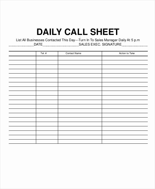 Call Sheet Template Excel Awesome Call Log Template