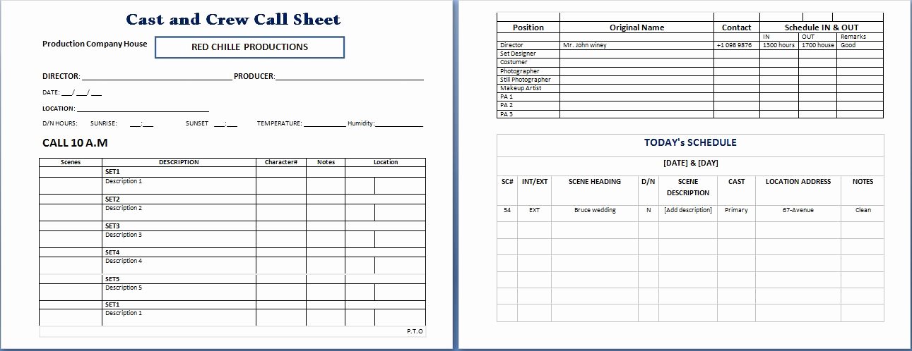 Call Sheet Template Excel Beautiful Call Sheet Template