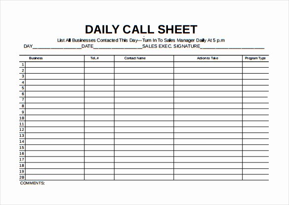 Call Sheet Template Excel Best Of Call Sheet Template 23 Free Word Pdf Documents