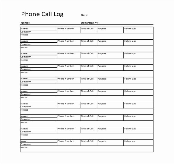 Call Sheet Template Excel Elegant Call Log Template