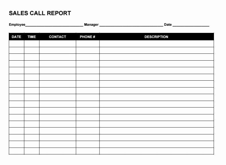 Call Sheet Template Excel Elegant Free Sales Call Report Templates