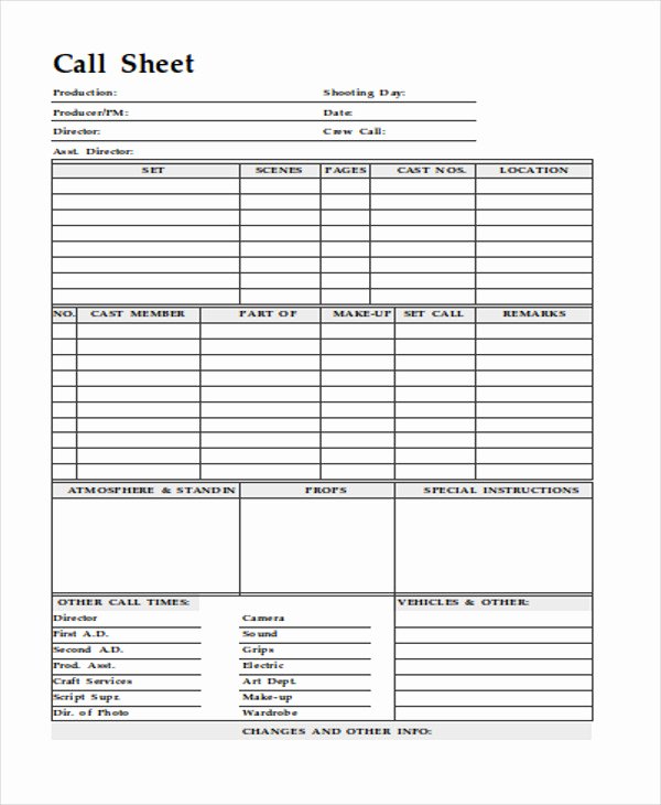 Call Sheet Template Excel Inspirational 11 Call Sheet