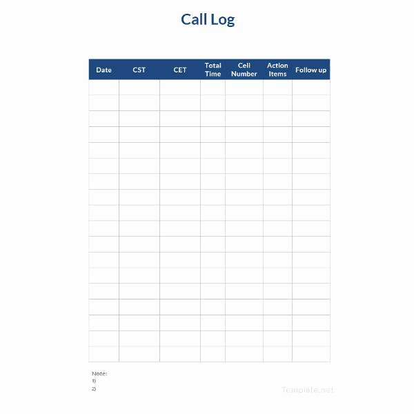 Call Sheet Template Excel Luxury 15 Call Log Templates Doc Pdf Excel