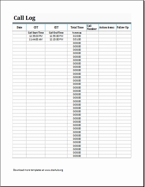 Call Sheet Template Excel Luxury Call Log Template for Ms Excel &amp; Open Fice Calc