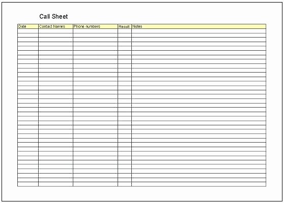 Call Sheet Template Excel Luxury Excel Phone Log Vaydileeuforicco – Sales Call
