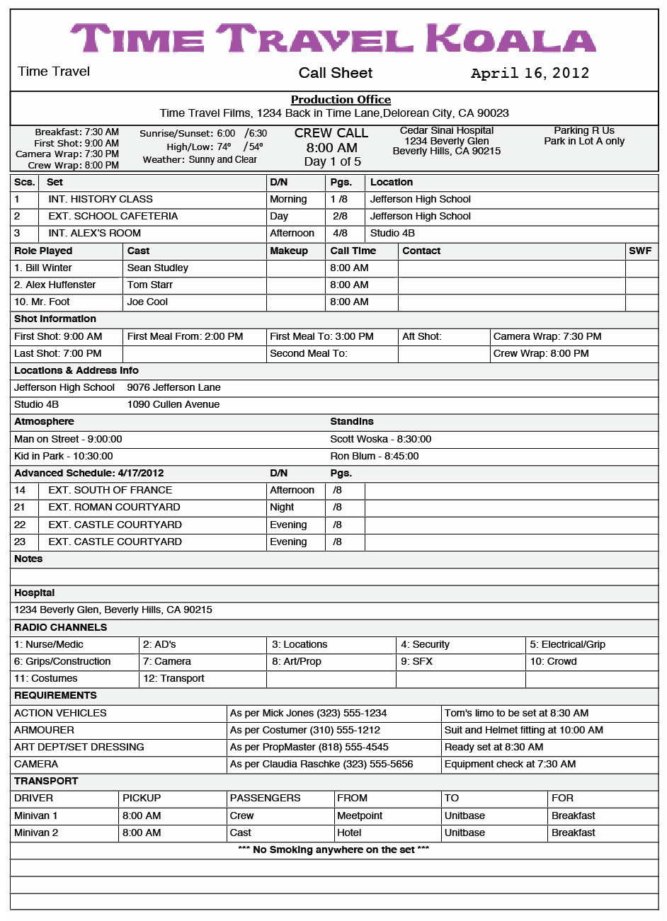 Call Sheet Template Excel Luxury Free Call Sheet Template In Excel
